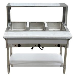 CHEF Electric Three Pan Steam Table with Sneeze Guard