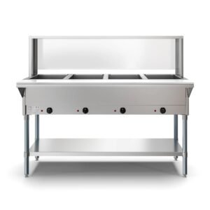 CHEF Natural Gas Four Pan Steam Table with Sneeze Guard