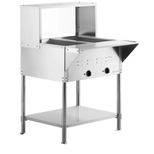 CHEF Liquid Propane Two Pan Steam Table with Sneeze Guard