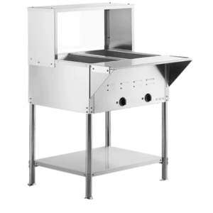 CHEF Natural Gas Two Pan Steam Table with Sneeze Guard