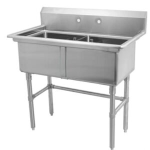59'' CHEF Two Tub Sink with Centre Drain & No Drainboard