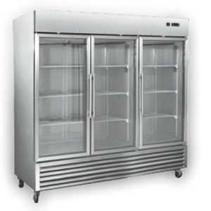 81" Stainless Steel Triple Glass Door Reach-in Freezer