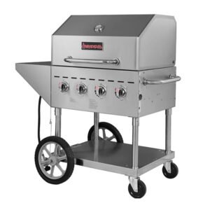 Sierra Range 49" Mobile Commercial Outdoor Gas Grill w/ Roll Dome & Side Shelf Liquid Propane
