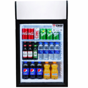 CHEF 18'' Countertop Glass Door Mini Display Beverage Cooler 68L Capacity