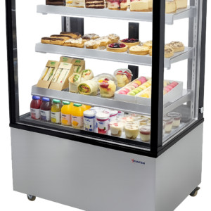 36'' Omcan Square Glass Floor Refrigerated Display Case 13.77Cu.Ft. Capacity