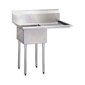 EFI 18″ x 18″ x 11″ Center Drain One Compartment Sink With Right Drain Board