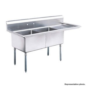 71'' CHEF Two Tub Sink with Centre Drain & Right Drainboard
