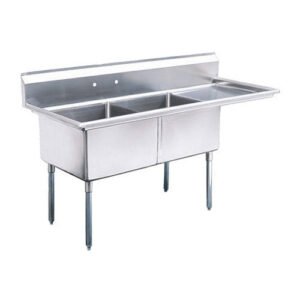 EFI18″ x 18″ x 11″ Center Drain Two Compartment Sink With Right Drain Board