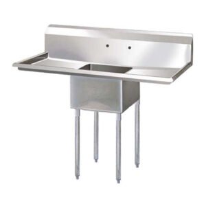EFI 24″ x 24″ x 14″ Corner Drain One Compartment Sink With Two Drain Boards