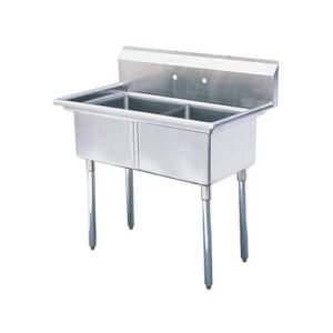 EFI 24″ x 24″ x 14″ Corner Drain Two Compartment Sink With No Drain Board