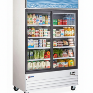 Omcan 53'' 2 Door Sliding Glass Door Refrigerator with 45 Cu.Ft. White