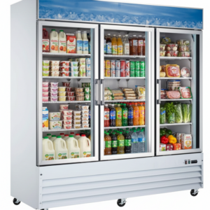 Omcan 78'' 3 Door Swing Glass Door Refrigerator with 53 Cu.Ft.