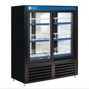 QBD 48" Double Glass Slide Door Cooler Pass Thru 15.29 cu.ft.