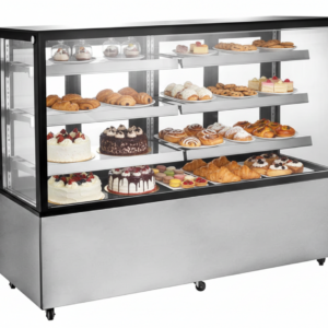 72'' Omcan Square Glass Floor Refrigerated Display Case 28.6 Cu.Ft -