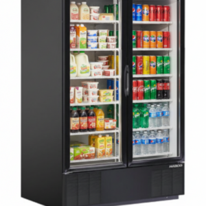 Habco ESM49HCTD 54" 10-Shelf Double Swing Glass Door Refrigerated Merchandiser