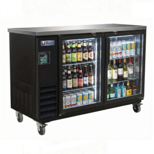 Ikon 61.1" Two Glass Door Bar Cooler - 16 Cubic Feet