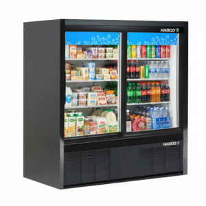 Habco 47" Wide 48" High 2 Sliding Door Glass Refrigerator Merchandiser