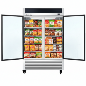 55" Alaska-Line Reach in 2 Glass Door Freezer 50 Cu.Ft