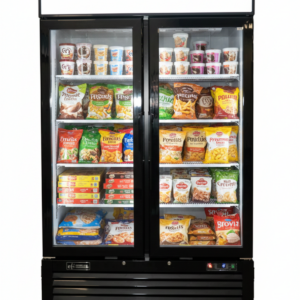 EFI 48" Bottom-Mount Glass 2-Door Black Merchandising Freezer 36.8 Cu. Ft.