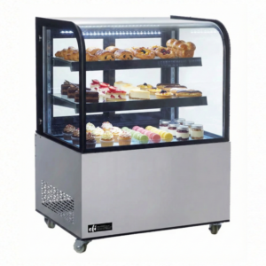 36″ EFI Curved Glass Floor Refrigerated Bakery Case 10.4 Cu.Ft -