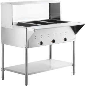 CHEF Electric Three Pan Steam Table with Sneeze Guard