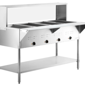 CHEF Electric Four Pan Steam Table with Sneeze Guard