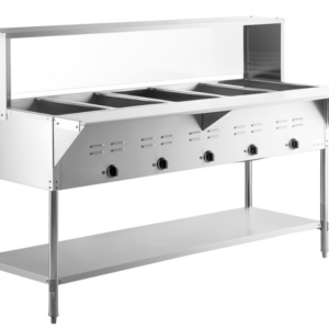 CHEF Electric Five Pan Steam Table with Sneeze Guard