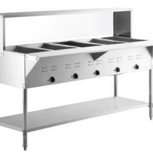 CHEF Natural Gas Five Pan Steam Table with Sneeze Guard