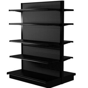 Black Double Sided 4 Shelve + 1 Base Gondola, Heavy Duty Supermarket Shelve HBR-3008B
