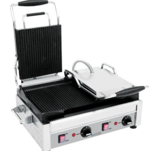 Eurodib Cooking Surface Double Panini Grill with Ribbed Plates