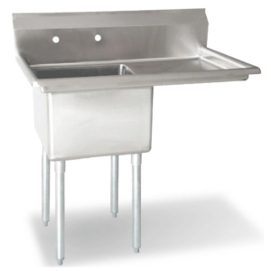 38.5" One Compartment Sink with Corner Drain and Right Drain Board