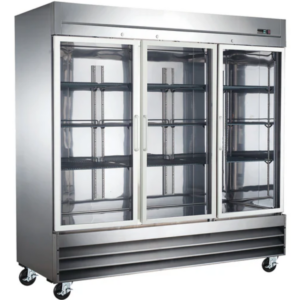 EFI 82" X-Line Bottom Mount Glass 3 Door Reach-In Refrigerator - 77 Cu. Ft.