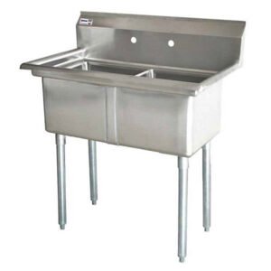 24" Omcan Two Tub Sink with 1.8″ Corner Drain