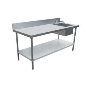 Omcan 30''x72'' Stainless Steel Table with Right Sink and 6" Backsplash
