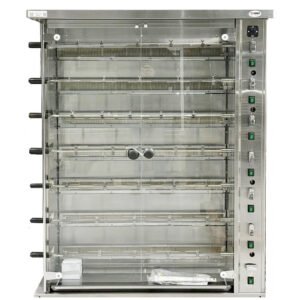 CHEF Natural Gas Rotisserie, 7 Spits, 28 Chicken Capacity