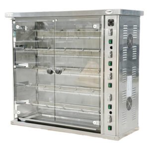 CHEF 47″ Countertop Natural Gas Rotisserie, 5 Spits, 20 Chicken Capacity