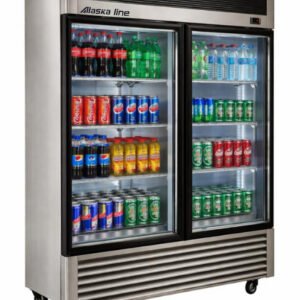 Alaska-Line 55'' Stainless Steel Two Glass Door Cooler 50 Cu.Ft.