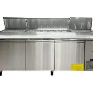 92" CHEF Three Solid Door Pizza Prep Table