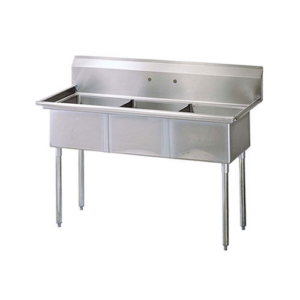 EFI 24″ x 24″ x 14″ Corner Drain Three Compartment Sink With No Drain Board