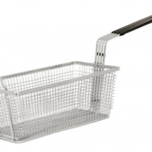 Omcan Nickel-Plated Iron Fryer Basket with Black Handle